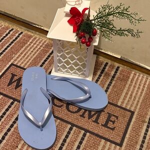 Studio Sky Blue Flip Flops with Metallic Straps